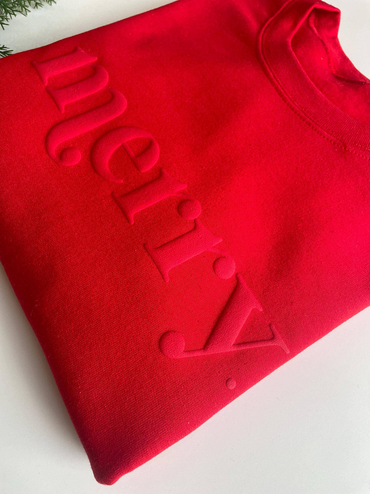 Retro Embossed Merry Sweatshirt - Womens Holiday Sweatshir