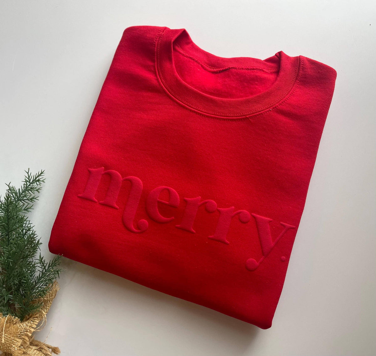 Retro Embossed Merry Sweatshirt - Womens Holiday Sweatshir