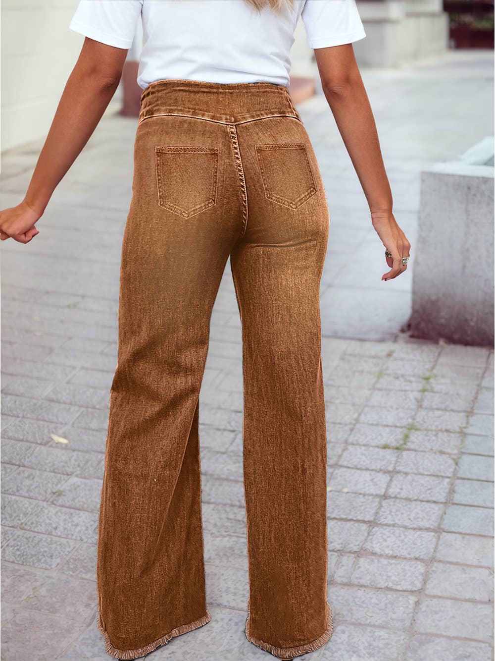 (PRE-ORDER) High Waisted Button-Fly Seamed Wide Leg Jeans: Coffee