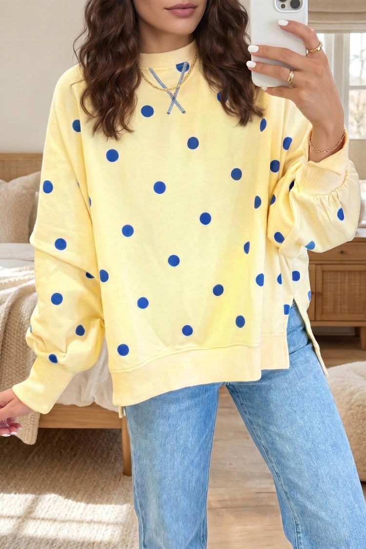 (PRE-ORDER) Butter Yellow Polka dots Oversized Crewneck Sweatshirt