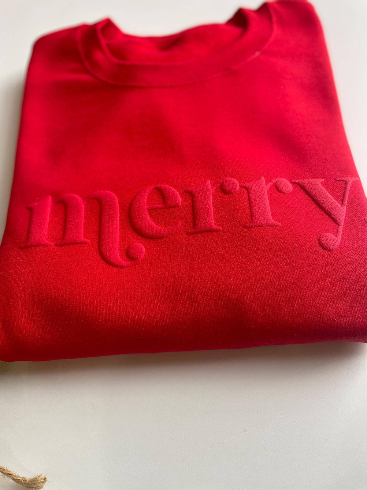 Retro Embossed Merry Sweatshirt - Womens Holiday Sweatshir