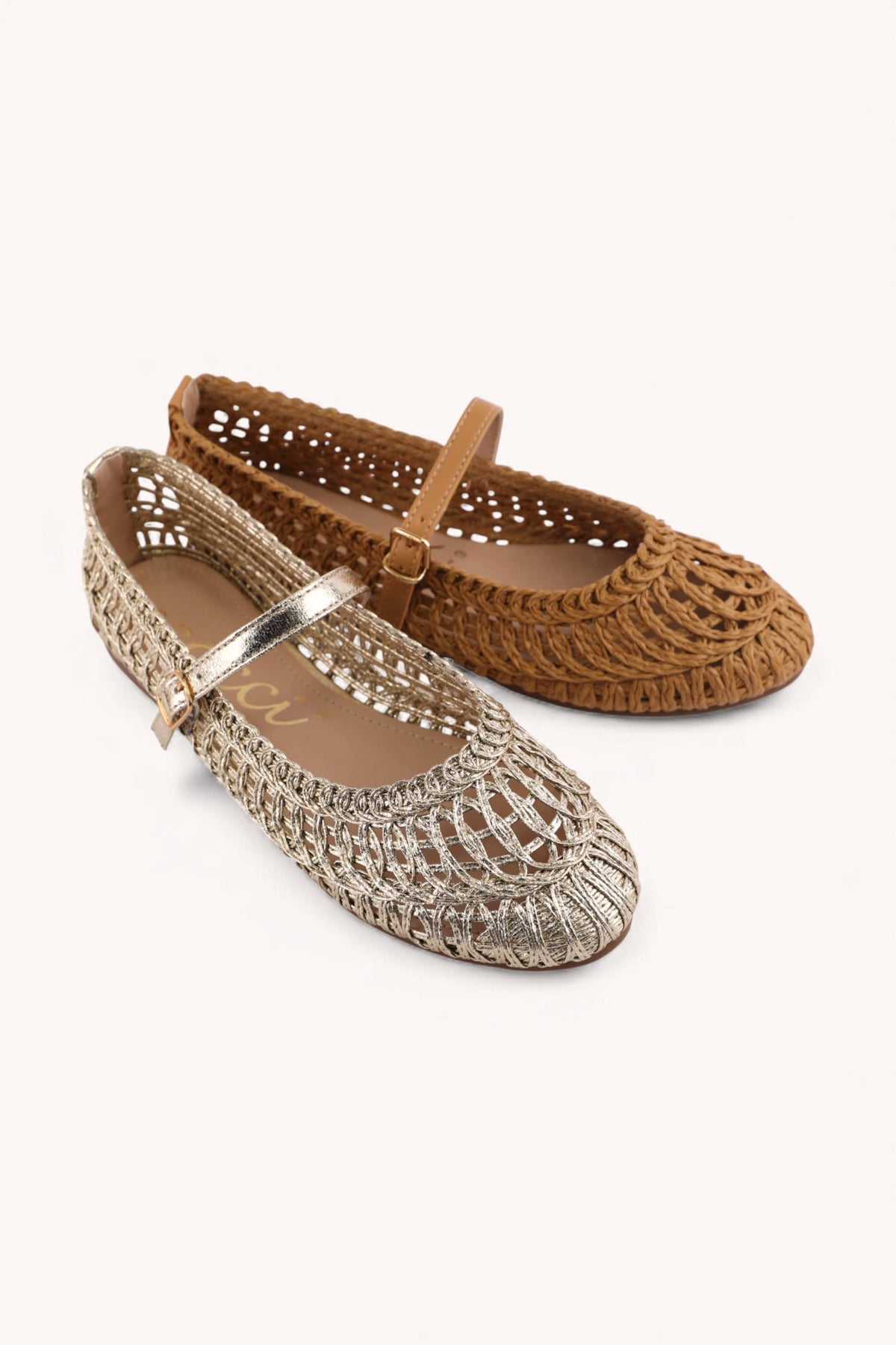 (PRE-ORDER) SUSAN WOVEN DESIGNED MARY JANE FLAT: CAMEL