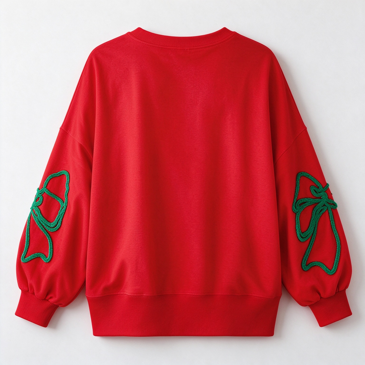 (PRE-ORDER) Women's Fall Christmas Bow Graphic Long Sleeve Sweatshirt: Red