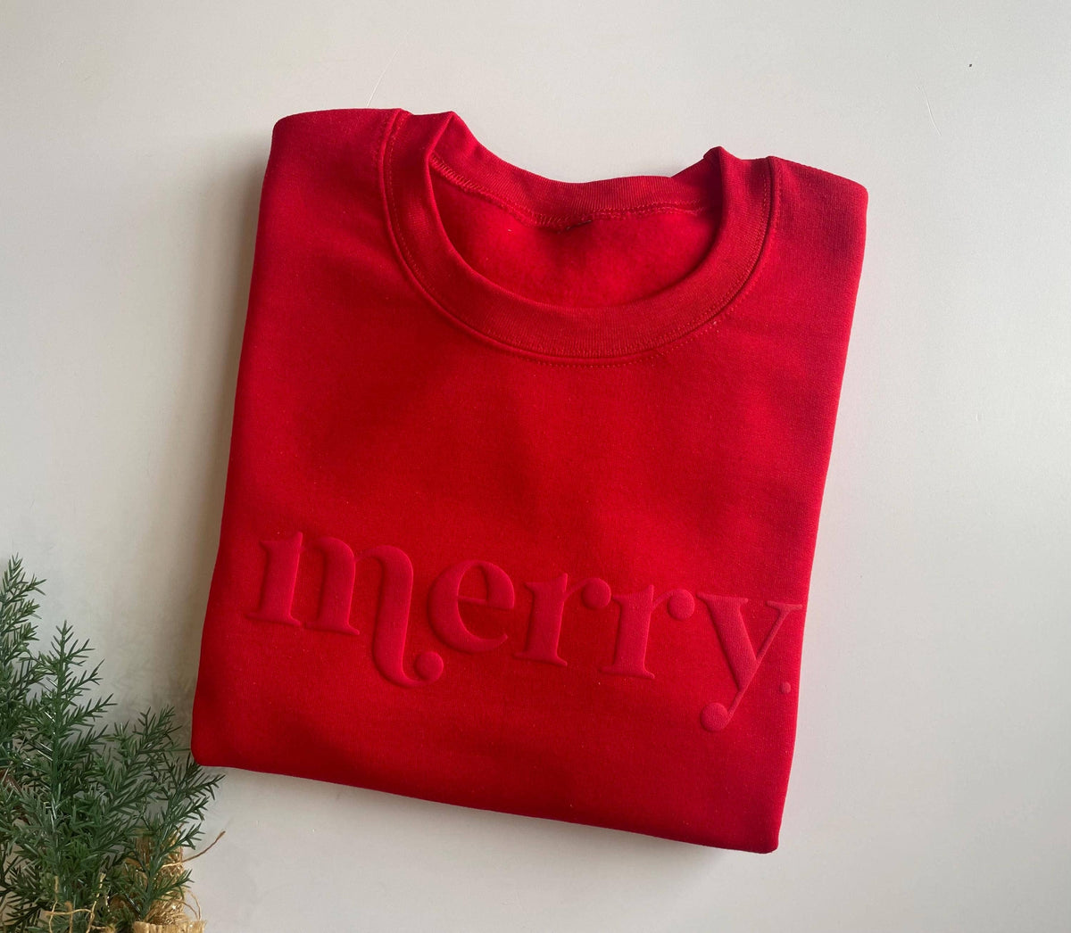 Retro Embossed Merry Sweatshirt - Womens Holiday Sweatshir