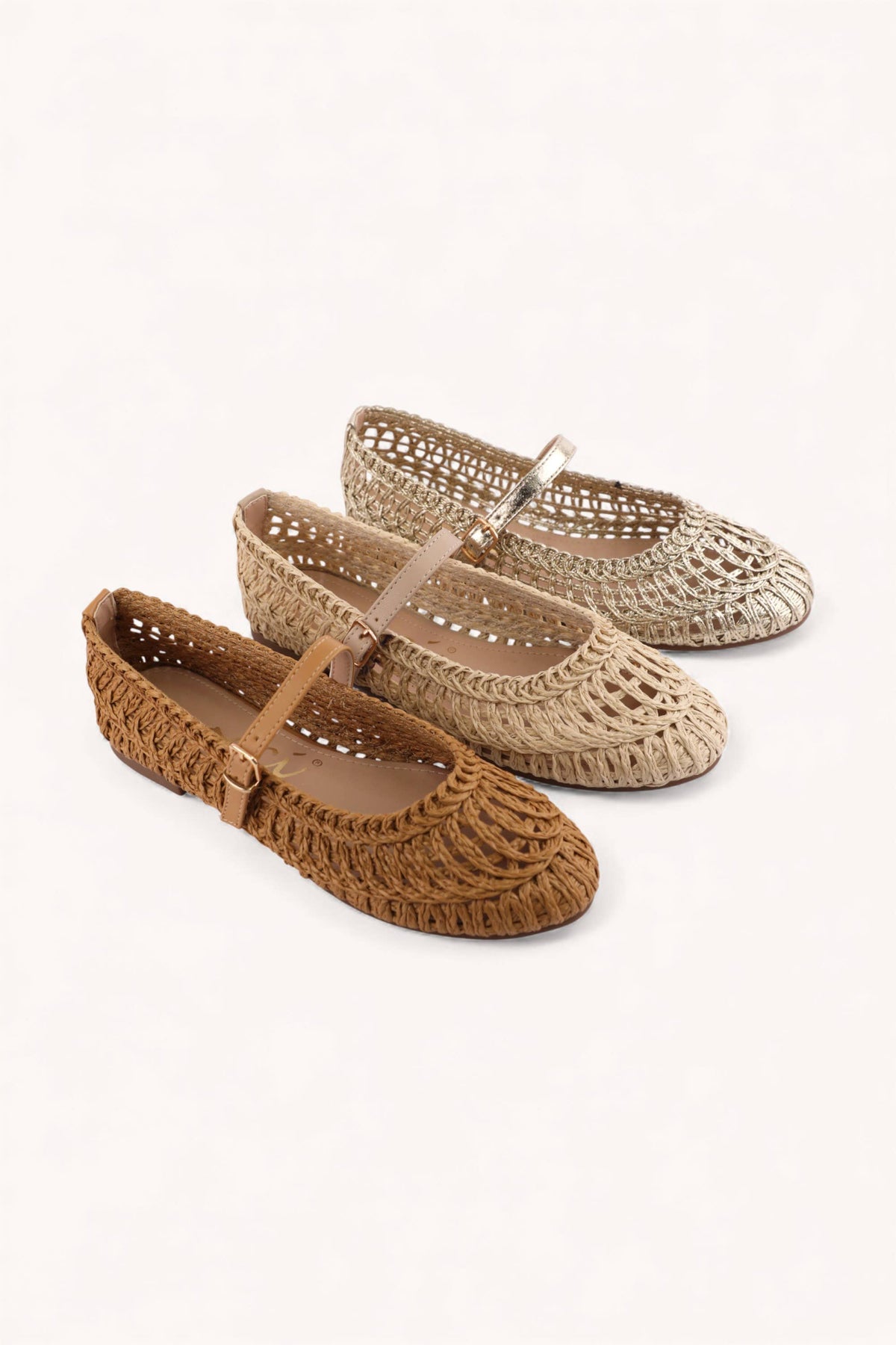 (PRE-ORDER) SUSAN WOVEN DESIGNED MARY JANE FLAT: CAMEL