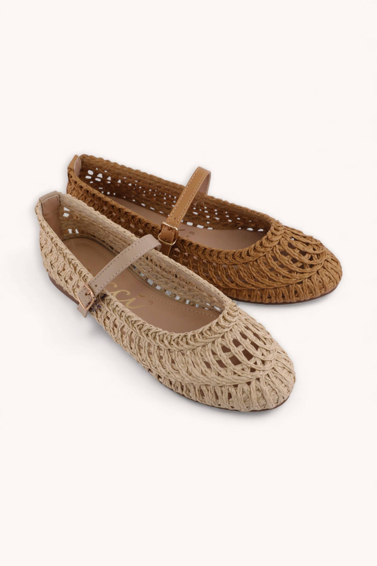 (PRE-ORDER) SUSAN WOVEN DESIGNED MARY JANE FLAT: CAMEL